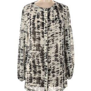 Escada Black & White Abstract Print Long-Sleeve Blouse